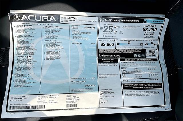 2024 Acura TLX Vehicle Photo in Tulsa, OK 74145