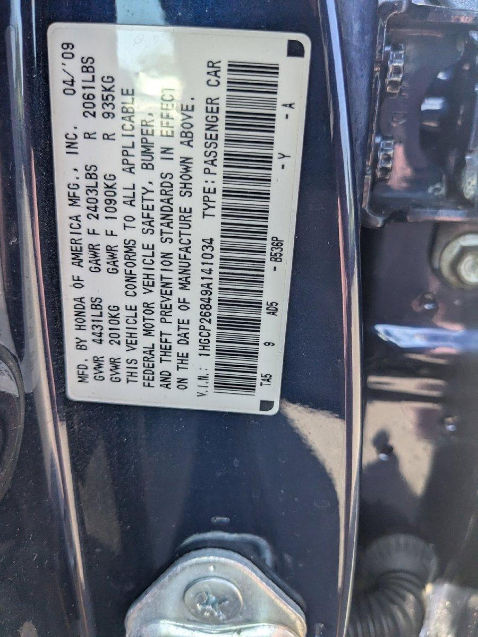 2009 Honda Accord Sedan Vehicle Photo in LONE TREE, CO 80124-2750