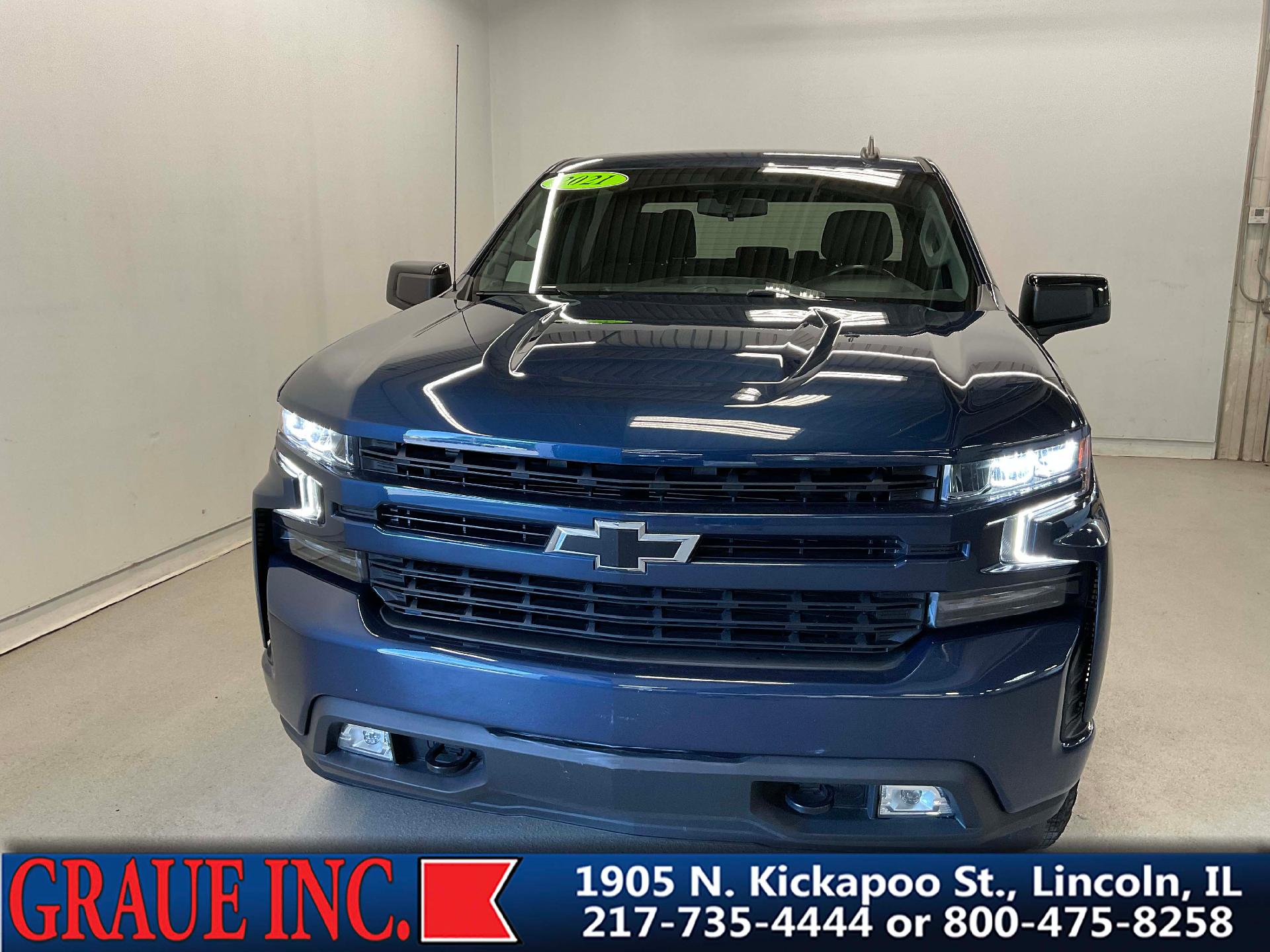 Used 2021 Chevrolet Silverado 1500 RST with VIN 1GCUYEED4MZ213599 for sale in Lincoln, IL