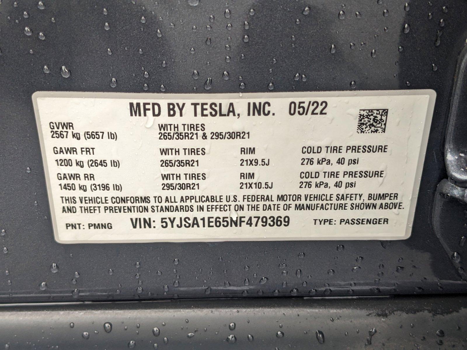 2022 Tesla Model S Vehicle Photo in GREENACRES, FL 33463-3207