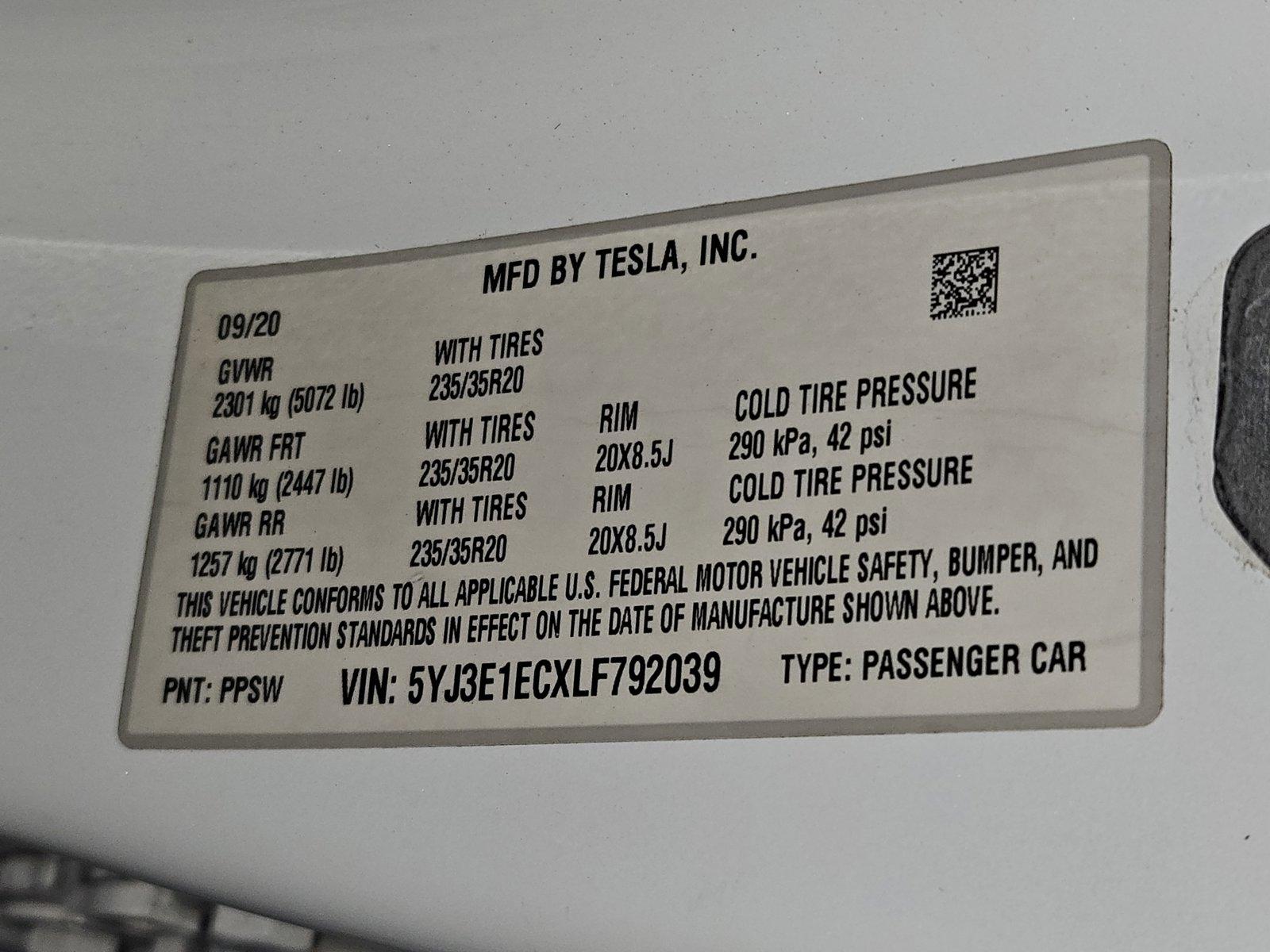 2020 Tesla Model 3 Vehicle Photo in Pembroke Pines , FL 33027