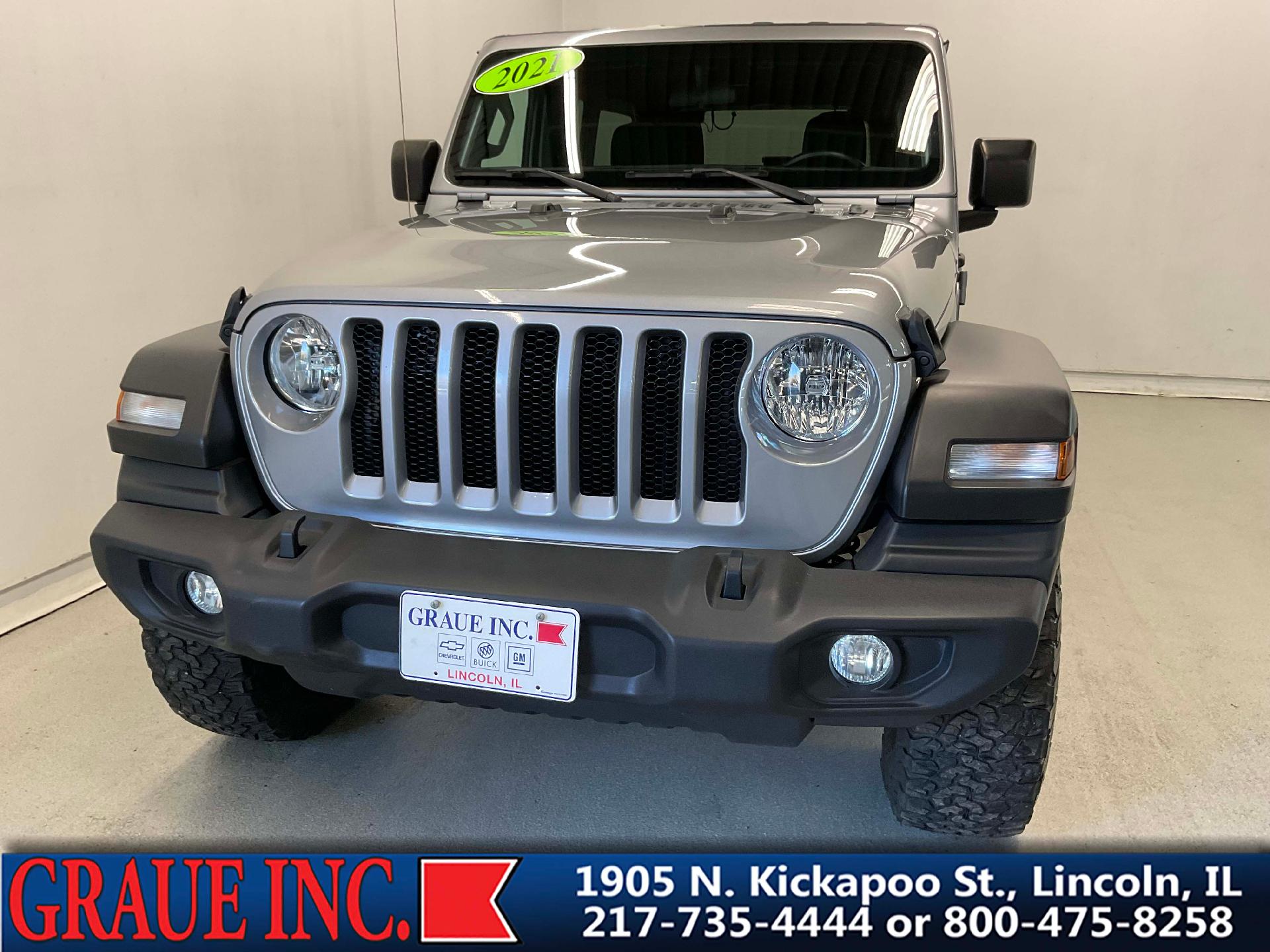 Used 2021 Jeep Wrangler Unlimited Sport S with VIN 1C4HJXDGXMW510116 for sale in Lincoln, IL