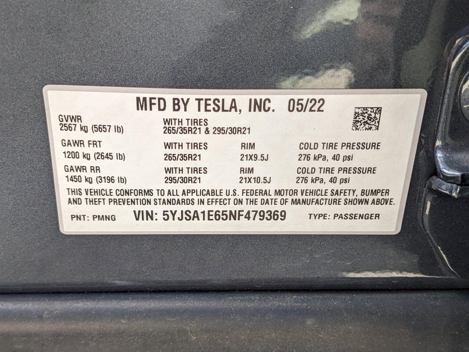 2022 Tesla Model S Vehicle Photo in GREENACRES, FL 33463-3207