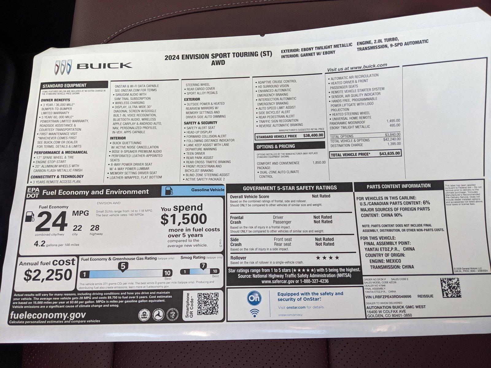 2024 Buick Envision Vehicle Photo in GOLDEN, CO 80401-3850