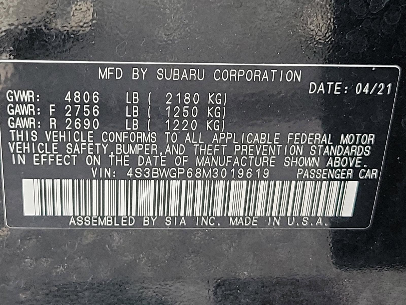 2021 Subaru Legacy Vehicle Photo in BETHLEHEM, PA 18017